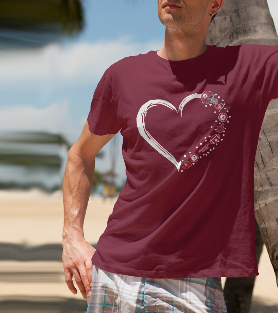 Alabama Crimson Tide Heart Design #1 Fan T-Shirt