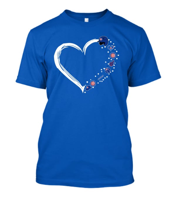 Chicago Cubs Heart Design With Helmets T-Shirt