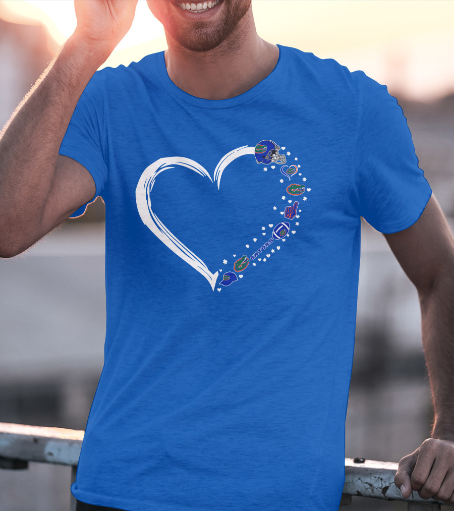 Florida Gators Love Heart Helmet Fan Symbols T-Shirt