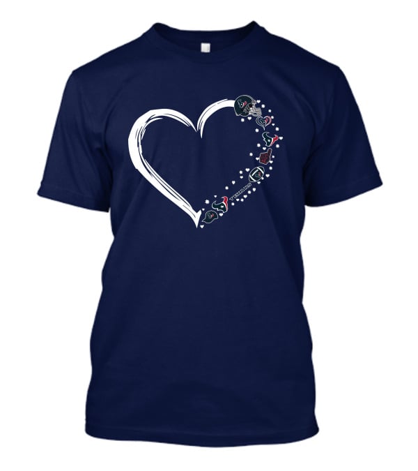 Houston Texans #1 Fan Heart Helmet Stars Football Icons T-Shirt