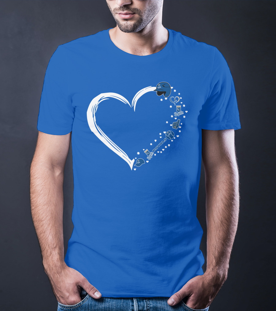 Kansas City Royals Heart Logo Fan Stars And Helmets T-Shirt