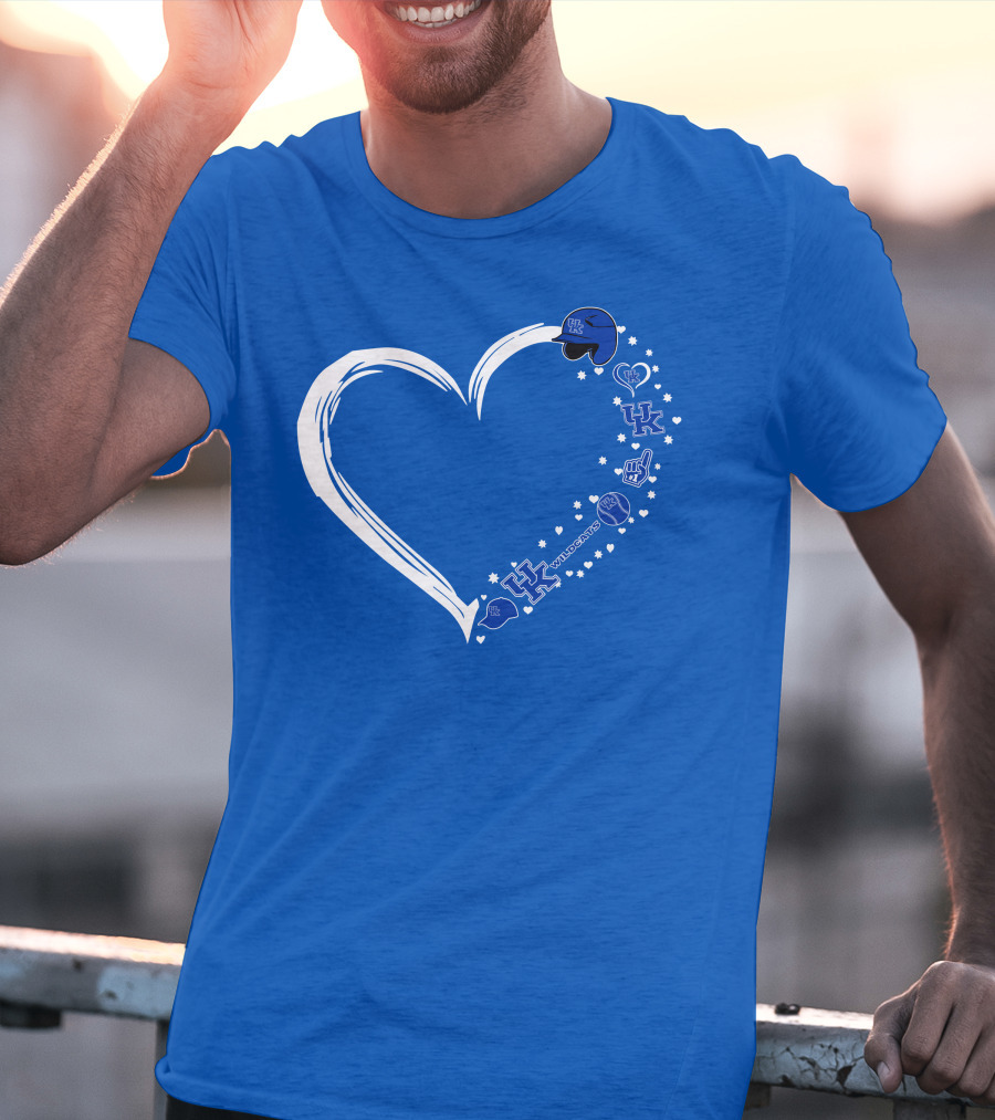Heart-Shaped Kentucky Wildcats #1 Fan Symbol With UK Logos And Sports Icons T-Shirt