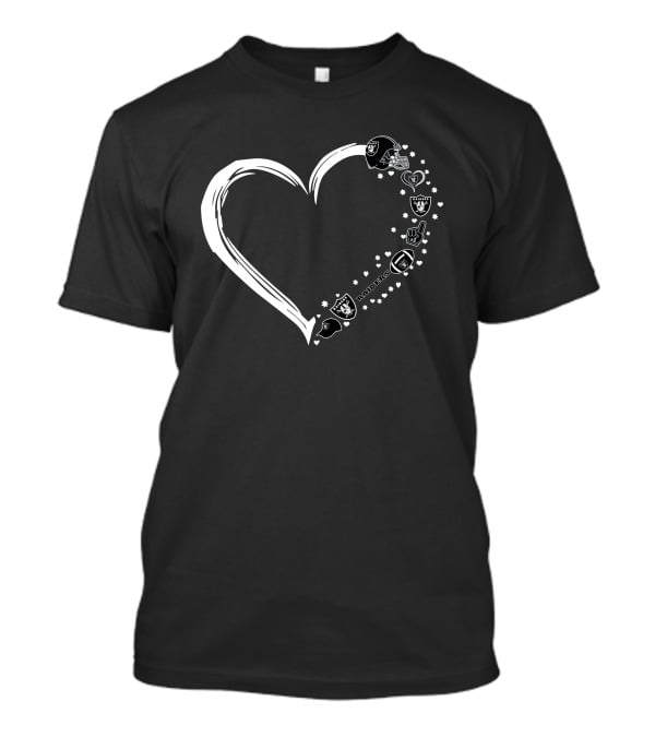 Las Vegas Raiders Heart Logo And Helmet Fan T-Shirt