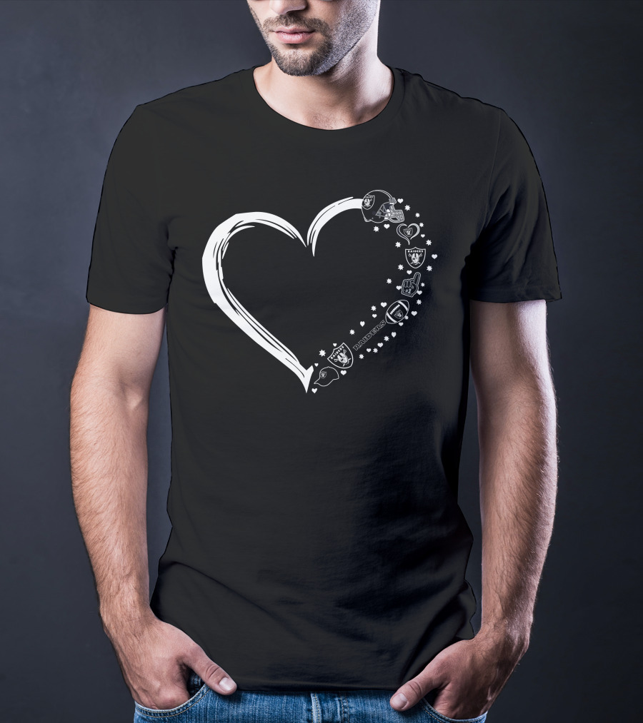 Las Vegas Raiders Heart Logo And Helmet Fan T-Shirt