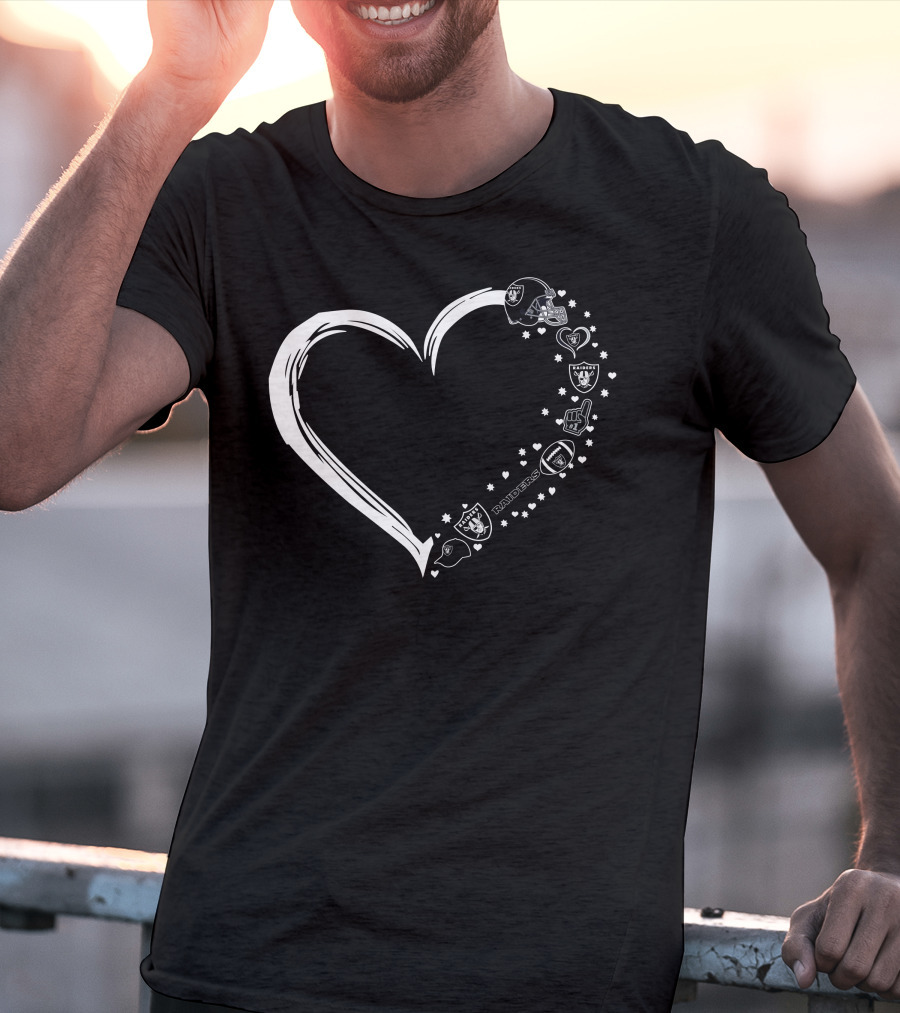 Las Vegas Raiders Heart Logo And Helmet Fan T-Shirt