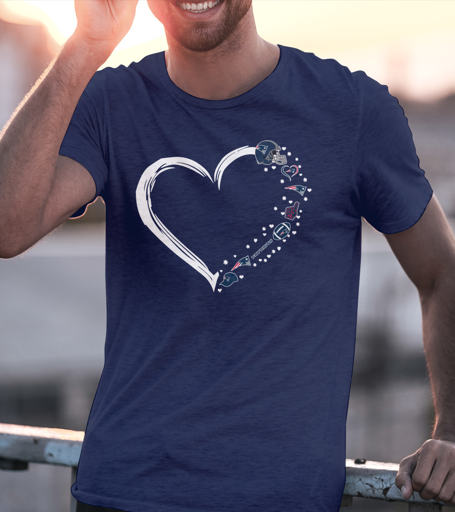 New England Patriots Heart-Shaped Fan Symbols And Stars T-Shirt