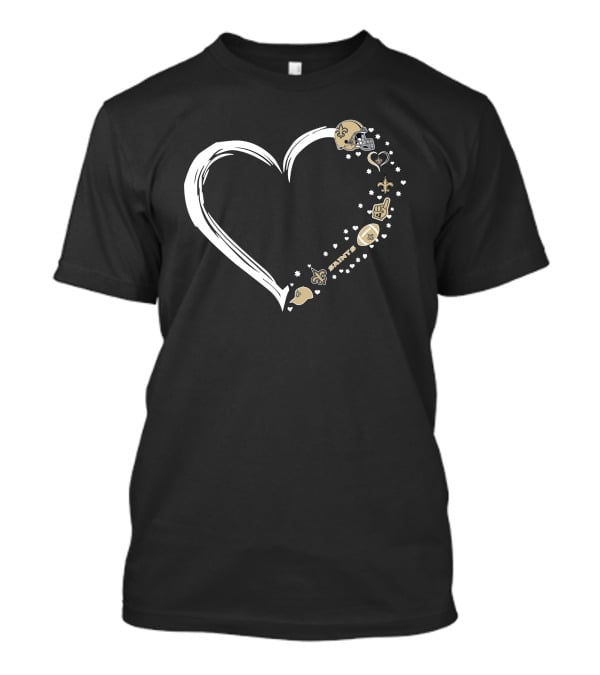 New Orleans Saints Heart Fan Helmet Logo Football Fleur-de-Lis Stars T-Shirt