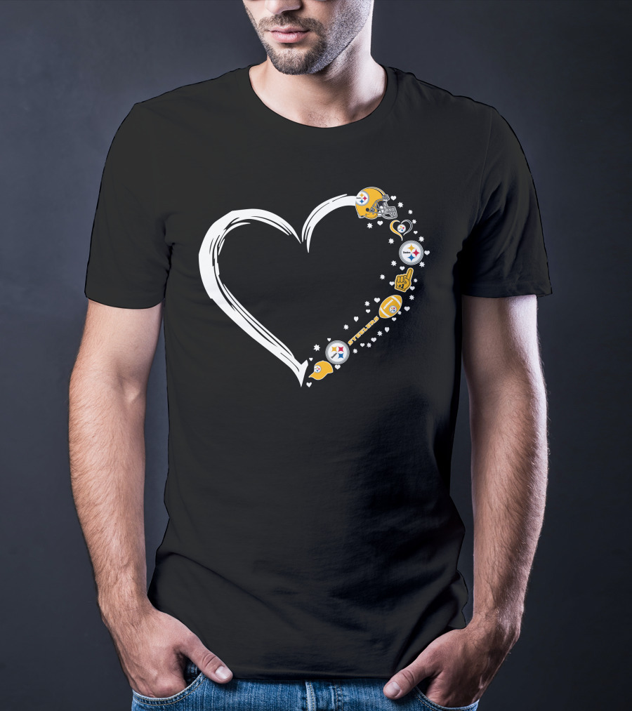 Pittsburgh Steelers Heart Helmet Foam Finger Stars Fan Art #1 Fan T-Shirt