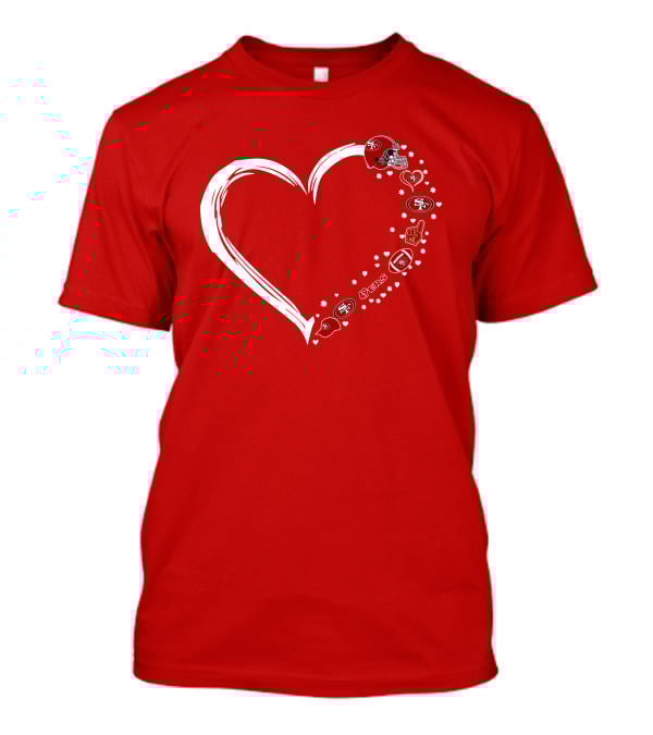 San Francisco 49ers Heart Design With Helmet T-Shirt