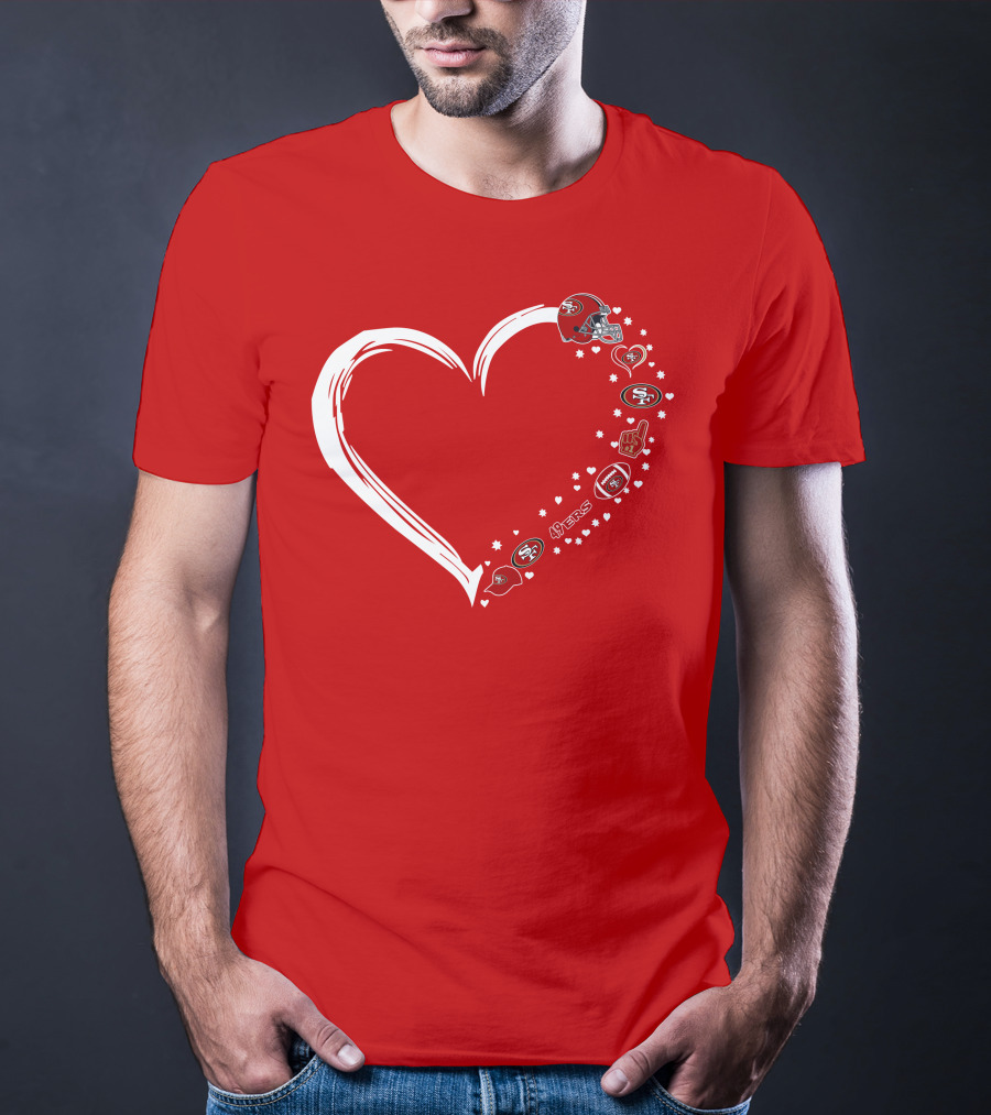 San Francisco 49ers Heart Design With Helmet T-Shirt