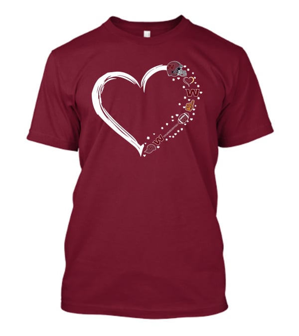 Washington Football Team Heart Helmet Fan W Love #1 T-Shirt