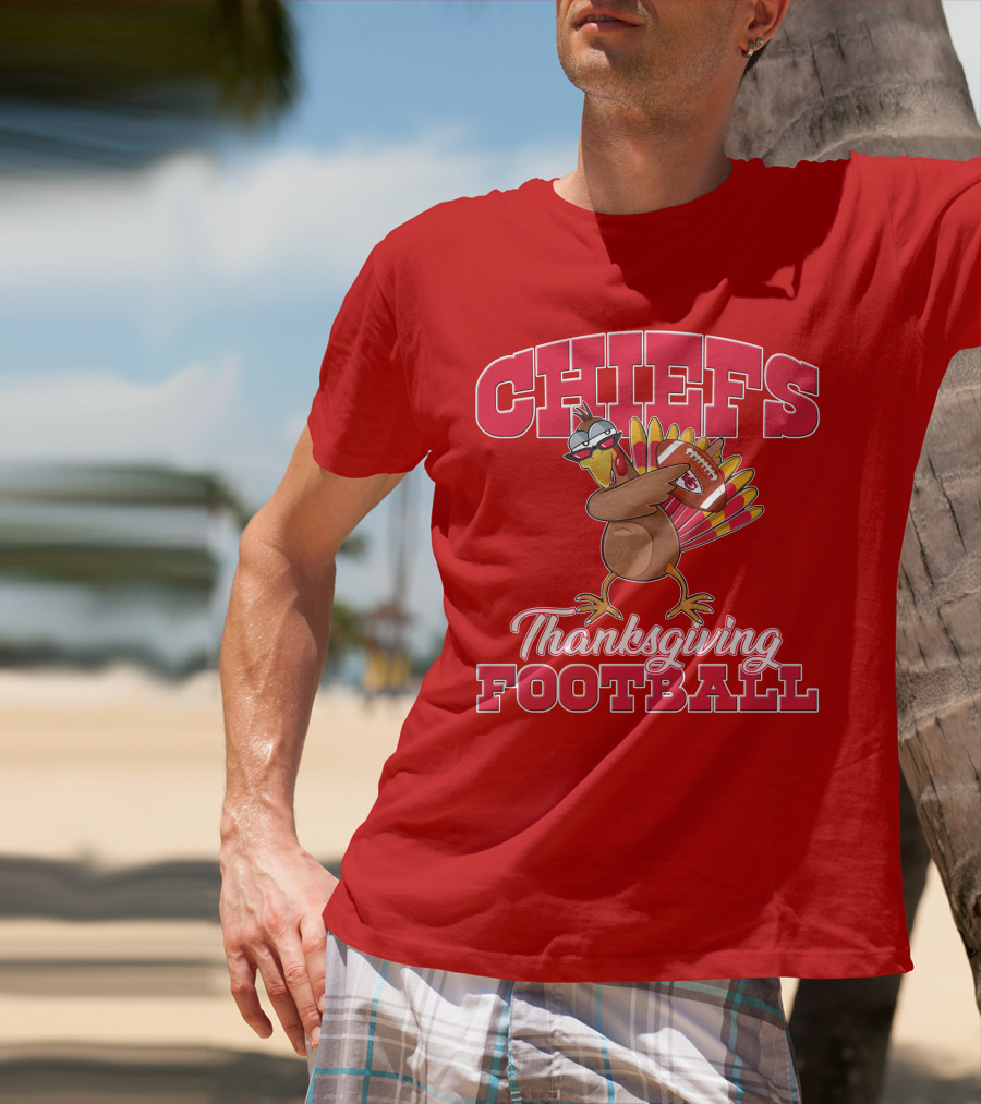 Chiefs Thanksgiving Football Turkey Holding Football T-Shirt