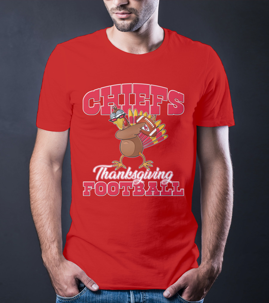 Chiefs Thanksgiving Football Turkey Holding Football T-Shirt