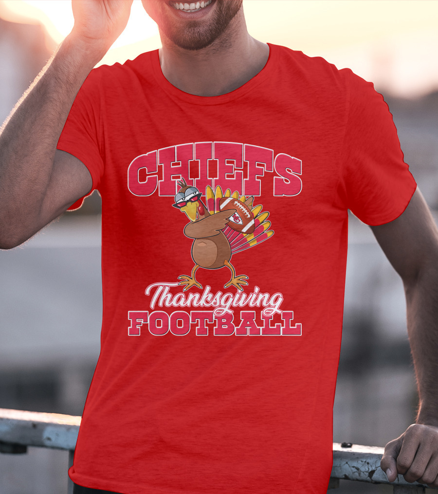 Chiefs Thanksgiving Football Turkey Holding Football T-Shirt