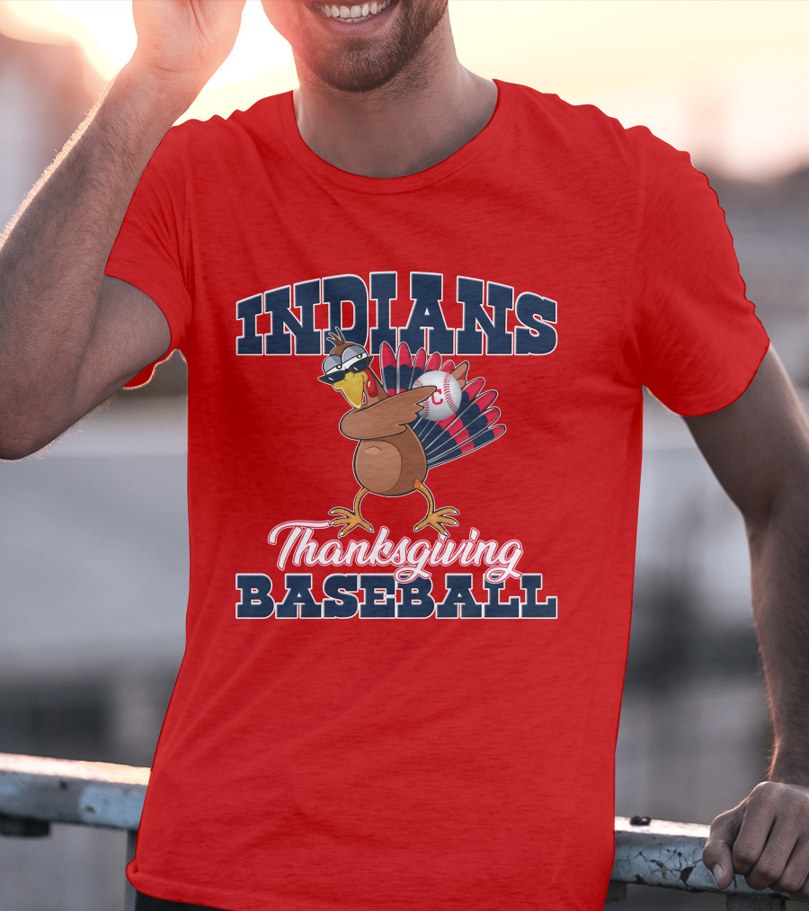 Indians Thanksgiving Baseball Turkey T-Shirt