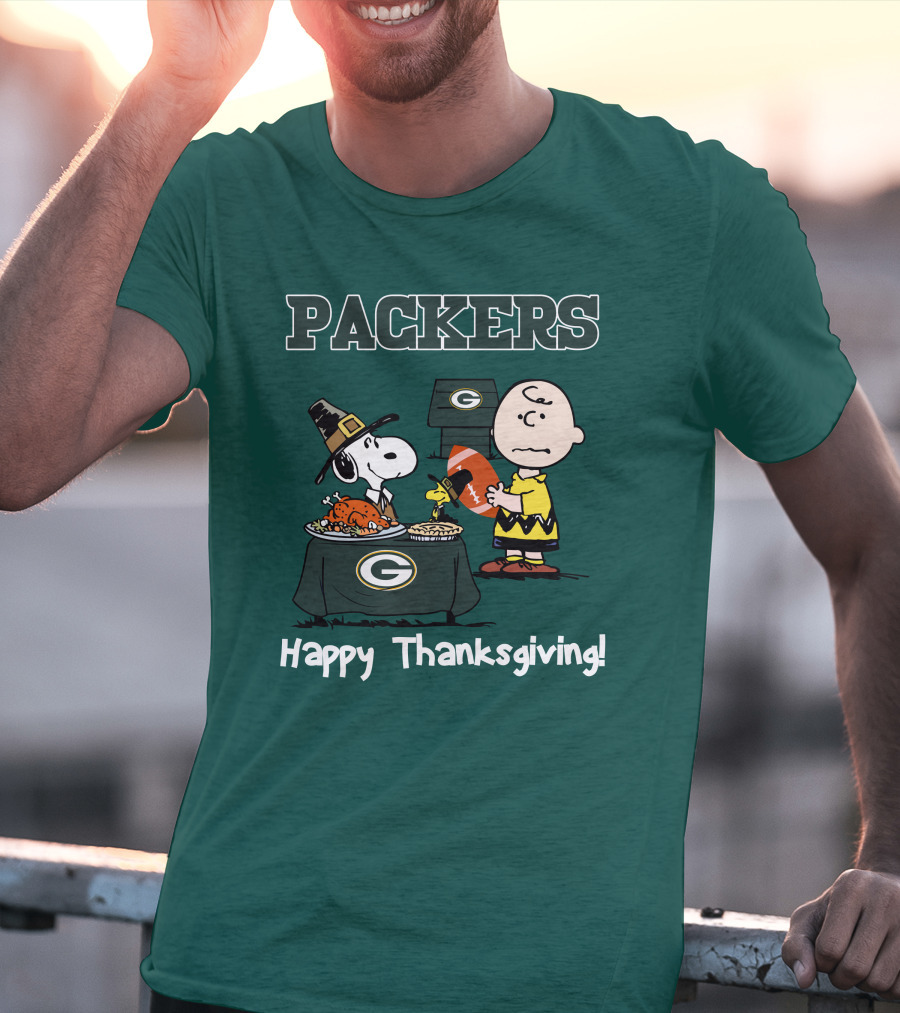 Packers Snoopy Charlie Brown Happy Thanksgiving T-Shirt