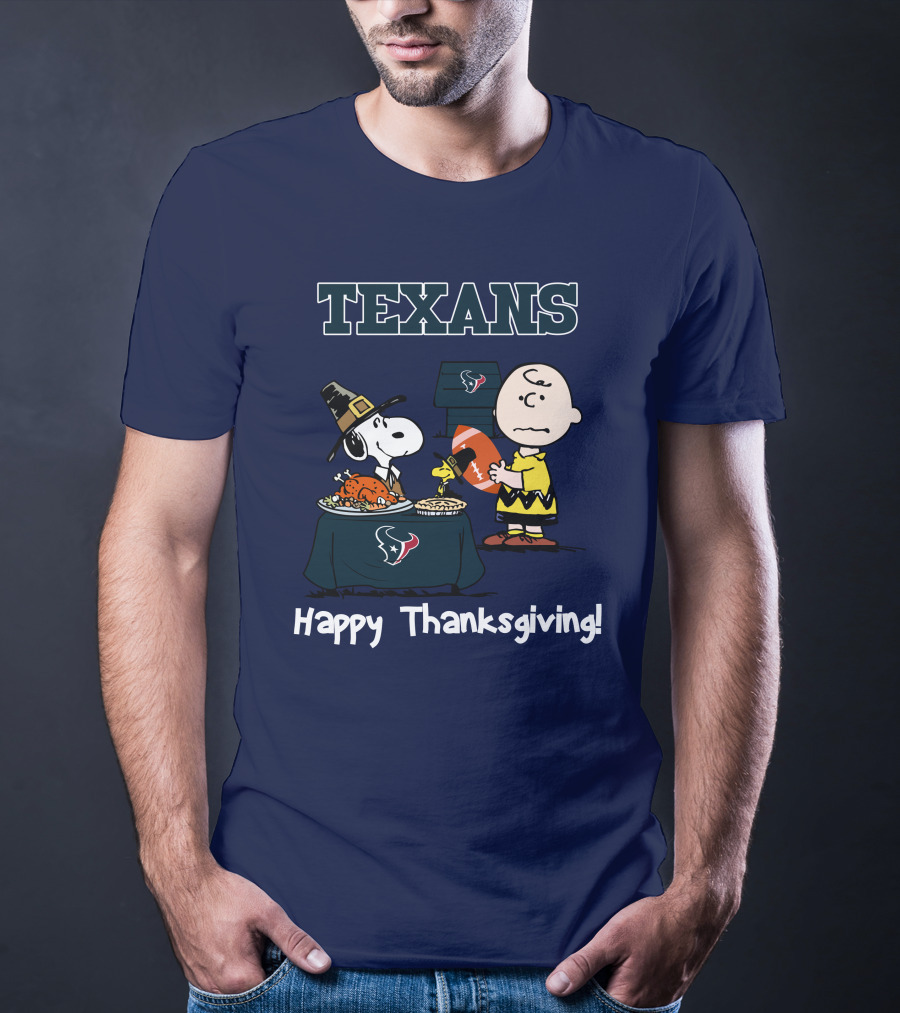 Texans Snoopy Charlie Brown Thanksgiving Football T-Shirt