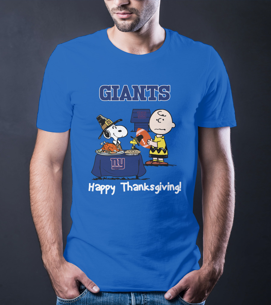 GIANTS Snoopy Happy Thanksgiving Football Charlie Brown T-Shirt