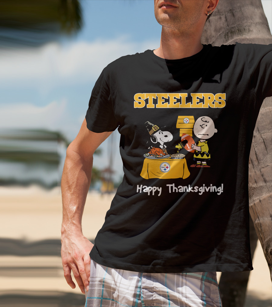 Steelers Snoopy Charlie Brown Happy Thanksgiving T-Shirt
