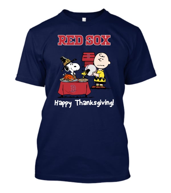 Red Sox Snoopy Charlie Brown Thanksgiving Baseball T-Shirt