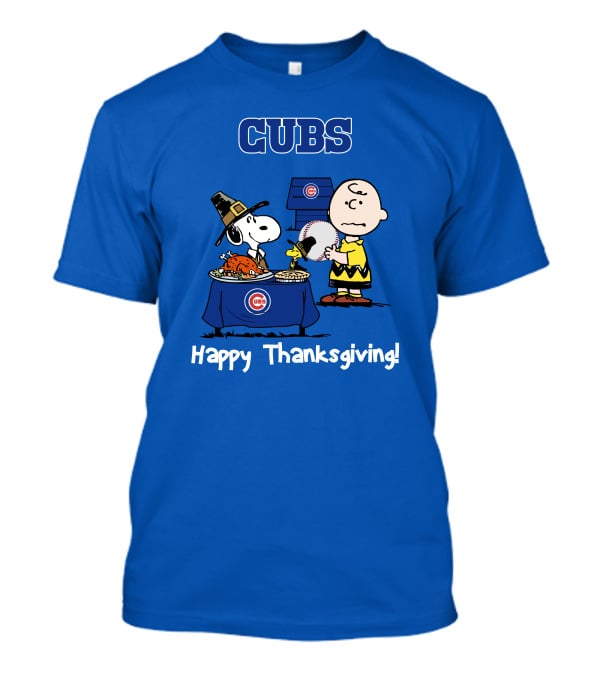 Cubs Snoopy Charlie Brown Thanksgiving Baseball T-Shirt