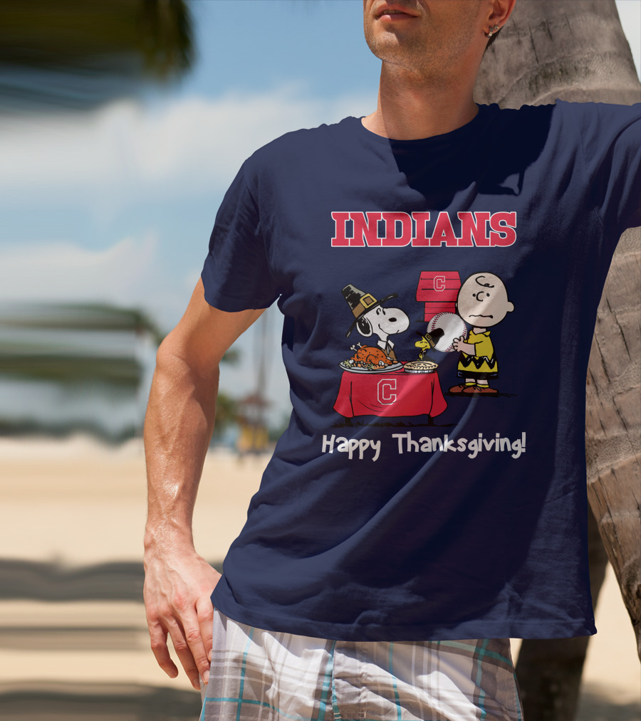 Indians Snoopy Happy Thanksgiving Charlie Brown Peanuts T-Shirt