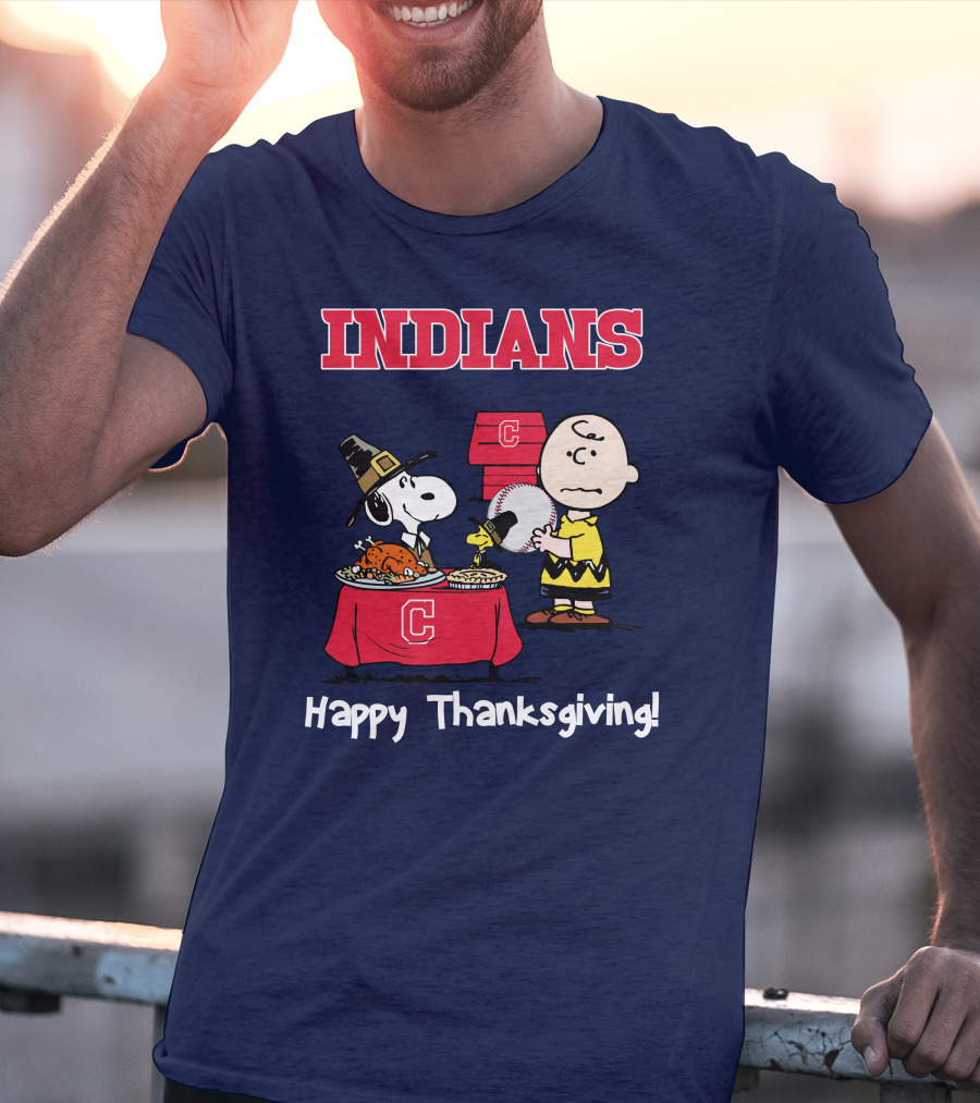 Indians Snoopy Happy Thanksgiving Charlie Brown Peanuts T-Shirt