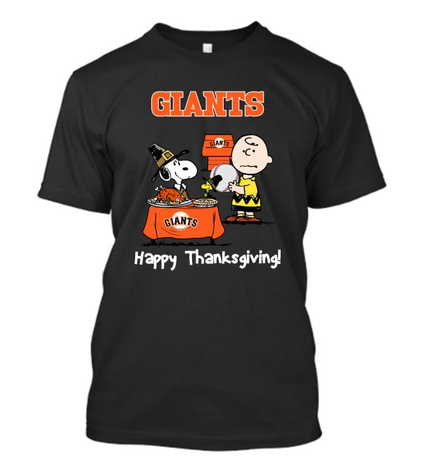 San Francisco Giants Snoopy Charlie Brown Happy Thanksgiving T-Shirt