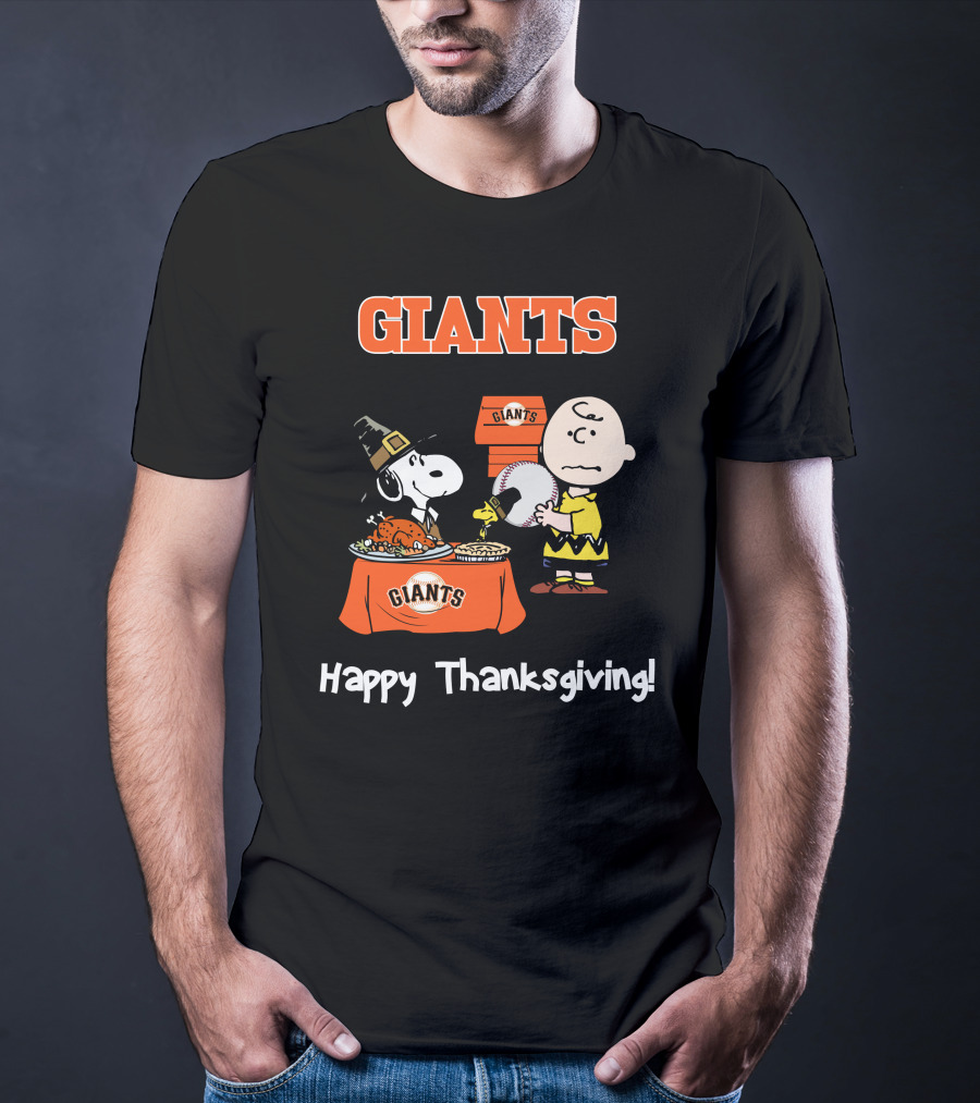 San Francisco Giants Snoopy Charlie Brown Happy Thanksgiving T-Shirt
