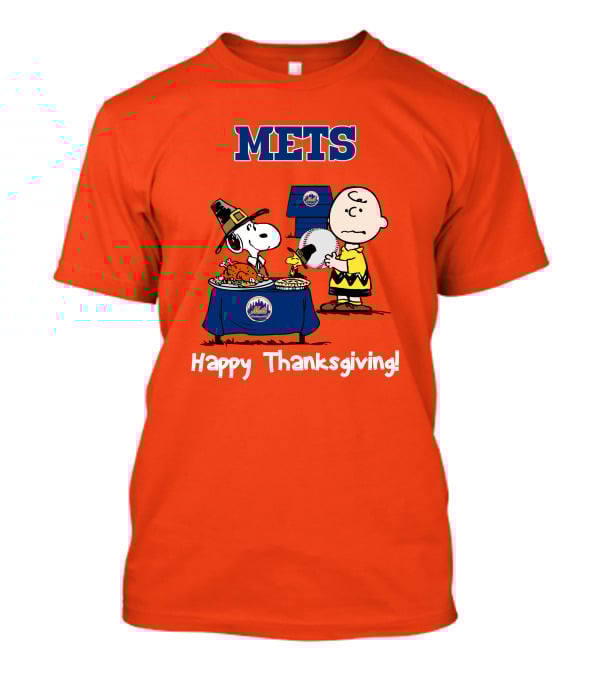 Mets Snoopy Charlie Brown Happy Thanksgiving Baseball Feast T-Shirt