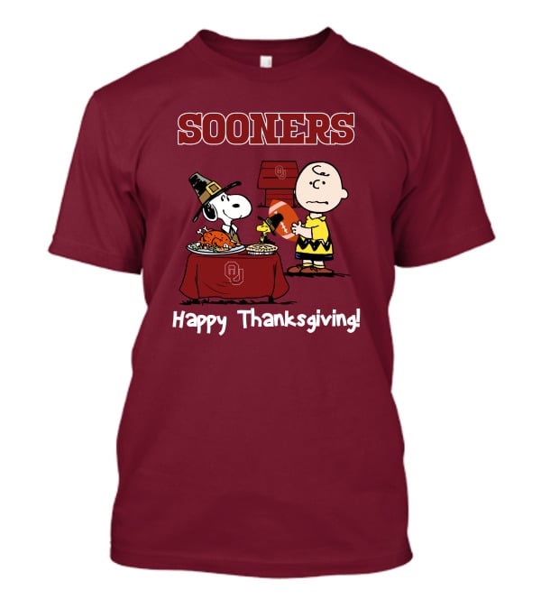 Sooners Happy Thanksgiving Snoopy And Charlie Brown T-Shirt