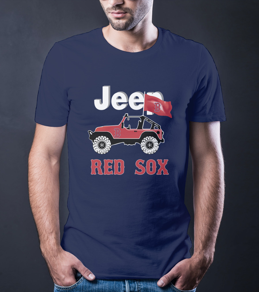 Jeep Red Sox Adventure With Boston Flag T-Shirt