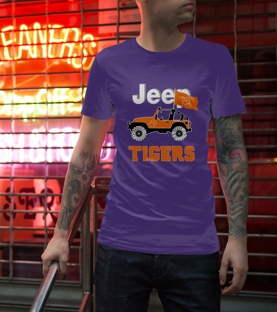 Jeep Clemson Tigers Paw Print Off-Road Enthusiast Flag T-Shirt