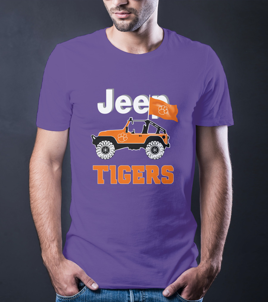 Jeep Clemson Tigers Paw Print Off-Road Enthusiast Flag T-Shirt