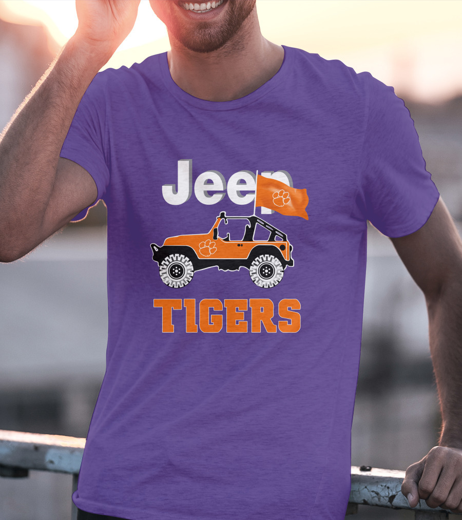 Jeep Clemson Tigers Paw Print Off-Road Enthusiast Flag T-Shirt