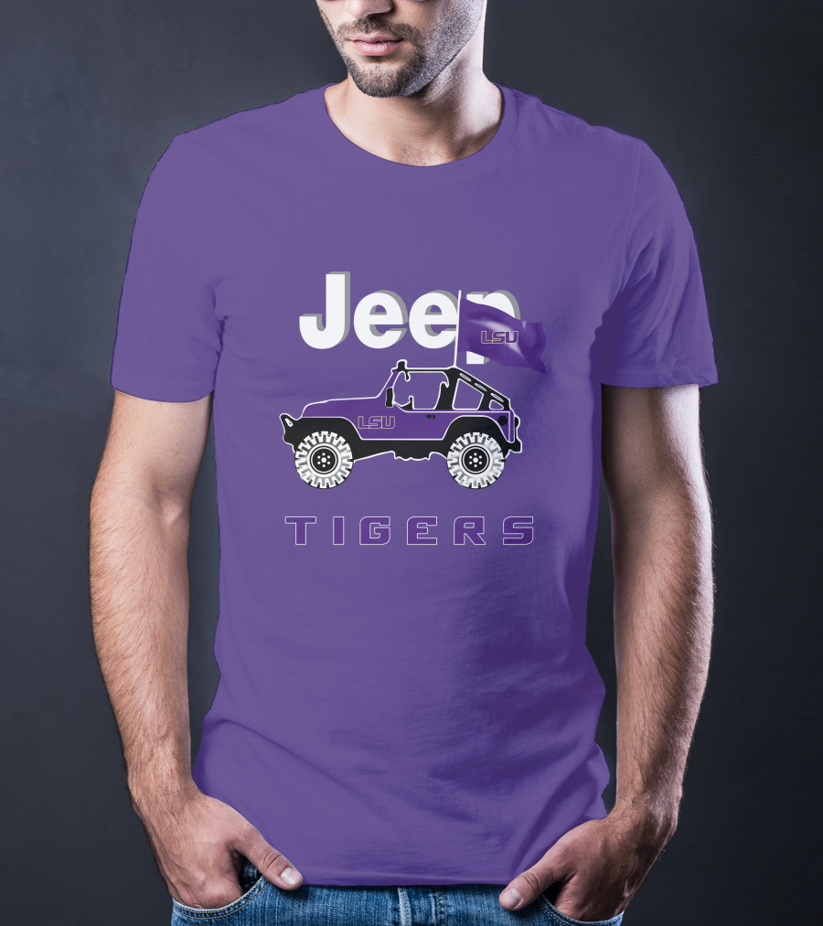Jeep Lsu Tigers Purple Flag T-Shirt