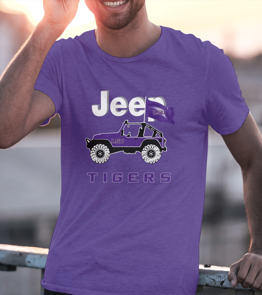 Jeep Lsu Tigers Purple Flag T-Shirt