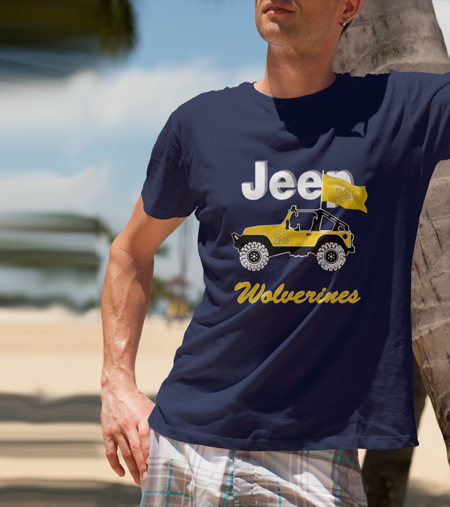 Jeep Michigan Wolverines M Flag Yellow T-Shirt
