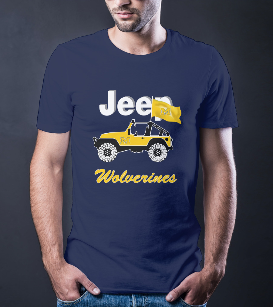 Jeep Michigan Wolverines M Flag Yellow T-Shirt