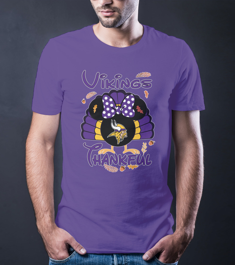 Vikings Thankful Turkey Minnie Thanksgiving T-Shirt