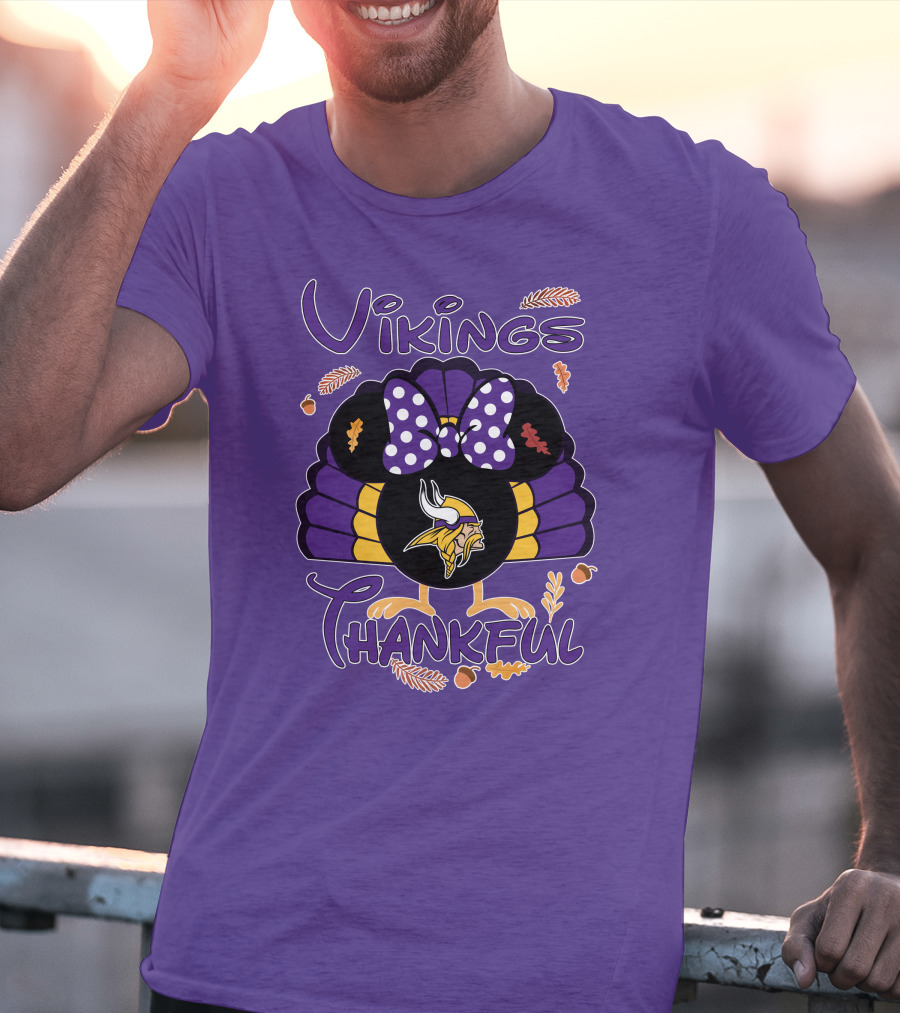 Vikings Thankful Turkey Minnie Thanksgiving T-Shirt
