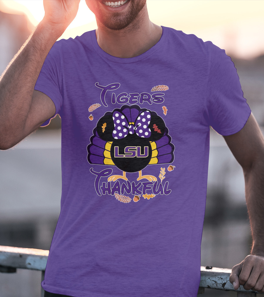 LSU Tigers Thankful Minnie Thanksgiving T-Shirt