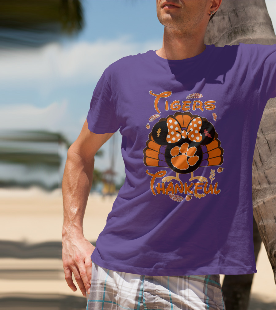 Tigers Thankful Clemson Minnie Thanksgiving T-Shirt