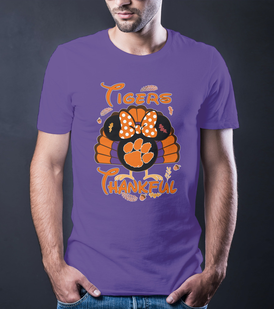 Tigers Thankful Clemson Minnie Thanksgiving T-Shirt