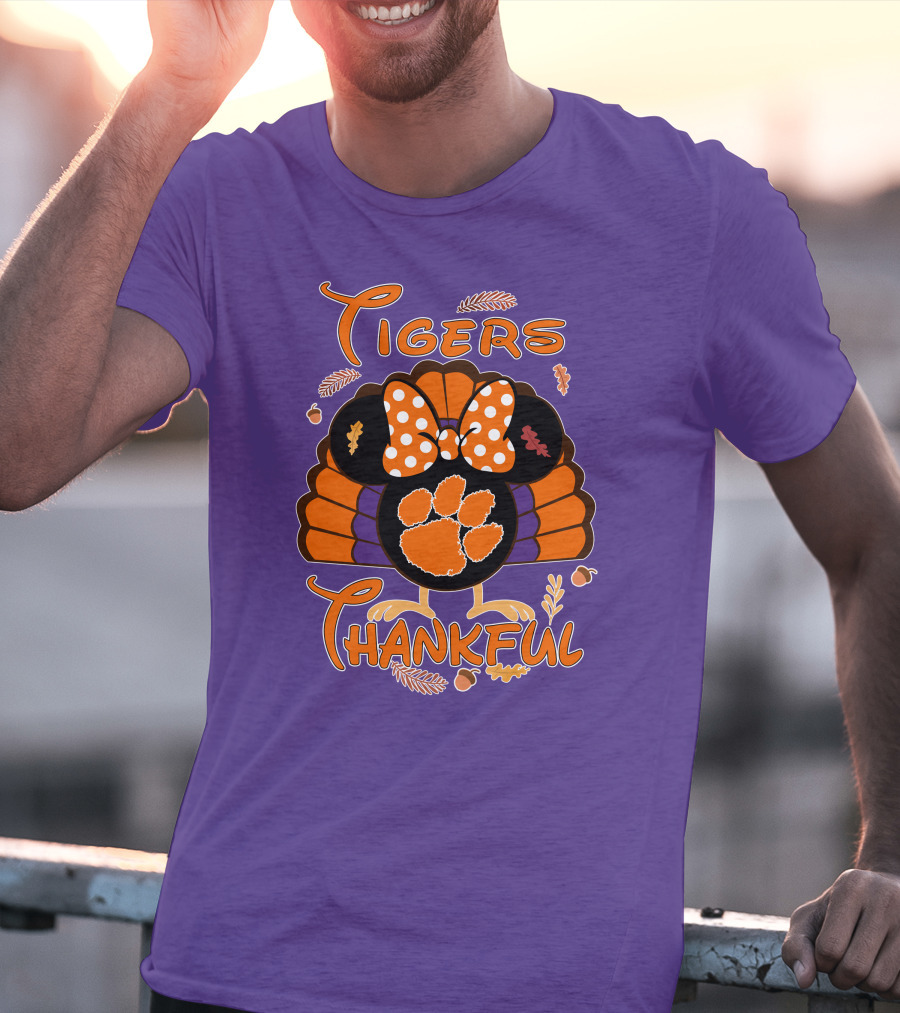 Tigers Thankful Clemson Minnie Thanksgiving T-Shirt