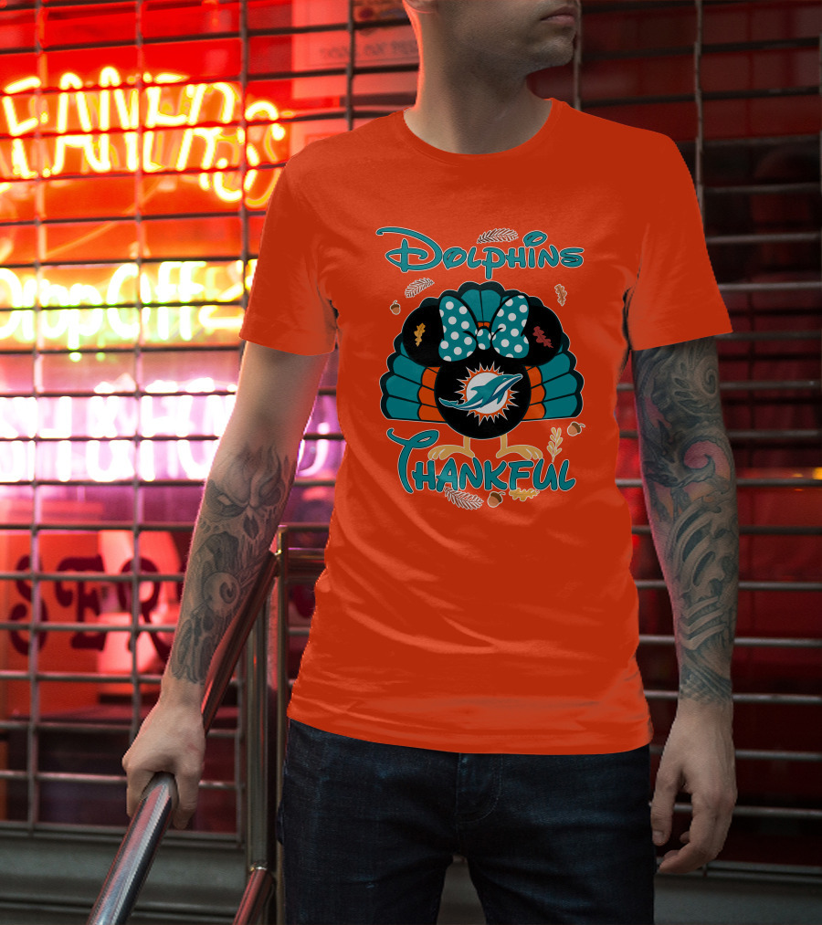 Miami Dolphins Thankful Minnie Thanksgiving T-Shirt