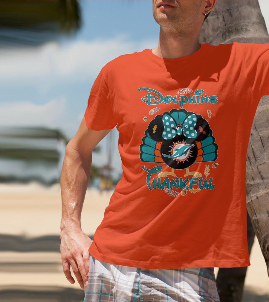 Miami Dolphins Thankful Minnie Thanksgiving T-Shirt