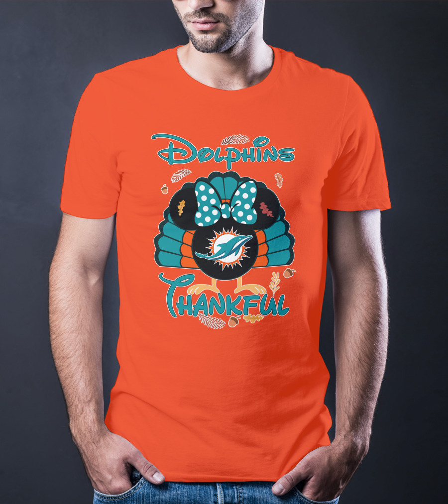 Miami Dolphins Thankful Minnie Thanksgiving T-Shirt