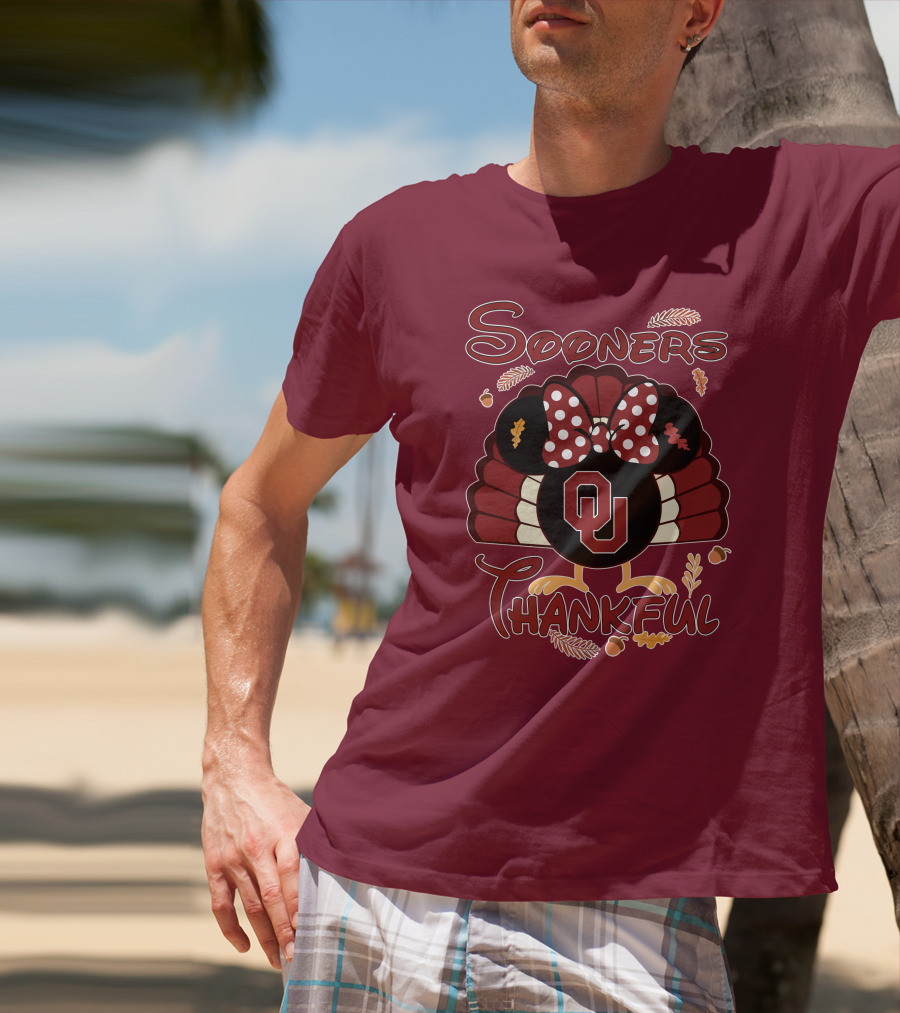 Sooners Thankful Minnie Turkey Thanksgiving OU T-Shirt