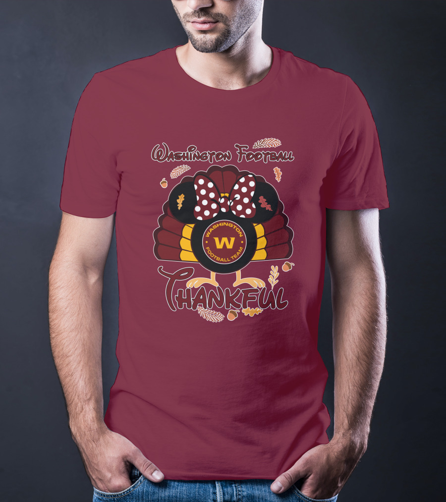 Washington Football Team Minnie Thankful Thanksgiving T-Shirt